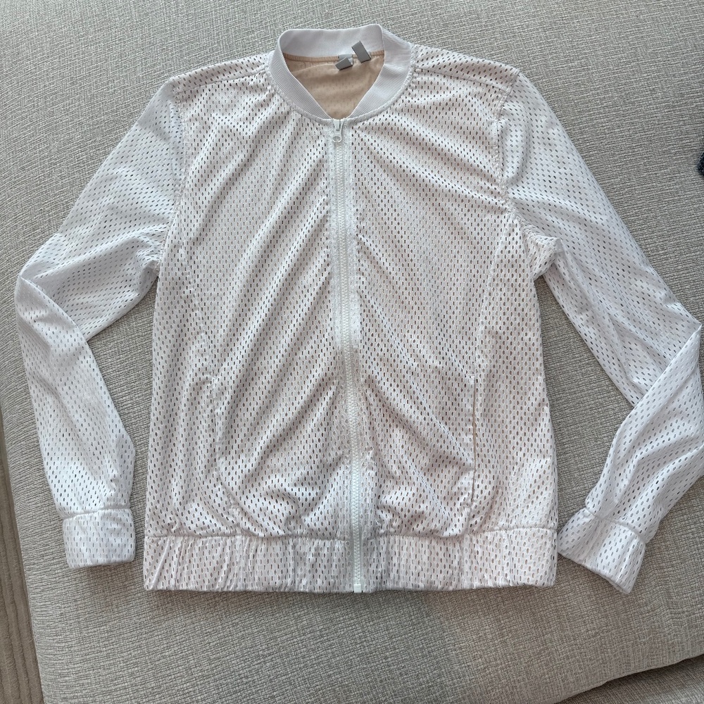 Z BY ZELLA Women’s White Lightweight Zip Bomber Style Jacket Size Medium